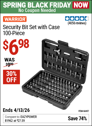 Harbor Freight Coupons, HF Coupons, 20% off - 100 Piece Security Bit Set