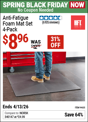 Harbor Freight Coupons, HF Coupons, 20% off - 4 Piece Anti-fatigue Foam Mat Set
