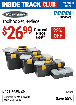 Harbor Freight Coupons, HF Coupons, 20% off - VOYAGER Toolbox Set 