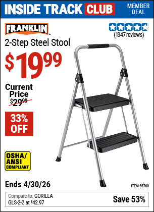Harbor Freight Coupons, HF Coupons, 20% off - FRANKLIN Two-Step Stool
