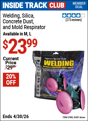 Harbor Freight Coupons, HF Coupons, 20% off - GERSON Welding, Silica, Concrete Dust & Mold Respirator for $24.99