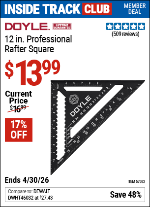 Harbor Freight Coupons, HF Coupons, 20% off - 12 in. Professional Rafter Square