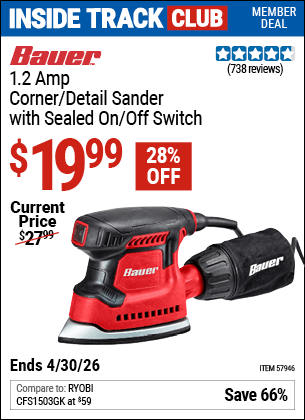 Harbor Freight Coupons, HF Coupons, 20% off - 1.2 Amp Detail Corner Sander