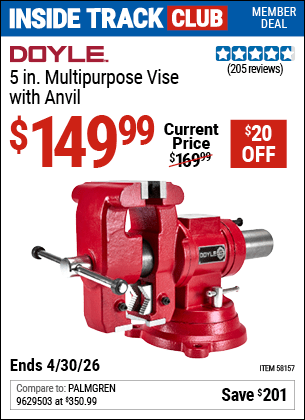 Harbor Freight Coupons, HF Coupons, 20% off - DOYLE 5 in. Multi-Purpose Vise with Anvil for $149.99