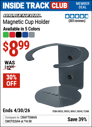 Harbor Freight Coupons, HF Coupons, 20% off - U.S. GENERAL Magnetic Cup Holder for $8.99