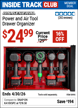 Harbor Freight Coupons, HF Coupons, 20% off - U.S. GENERAL Power and Air Tool Drawer Organizer for $24.99
