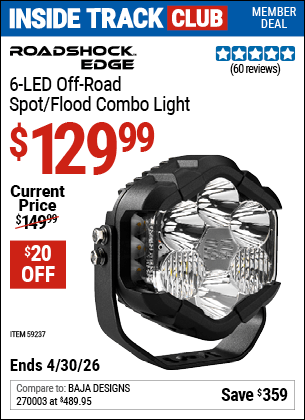 Harbor Freight Coupons, HF Coupons, 20% off - ROADSHOCK EDGE 6 LED Off-Road Spot/Flood Combo 