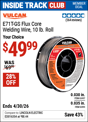 Harbor Freight Coupons, HF Coupons, 20% off - 0.035 in. E71T-GS Flux Core Welding Wire, 10.00 lb. Roll