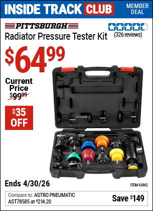 Harbor Freight Coupons, HF Coupons, 20% off - Radiator Pressure Tester Kit