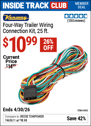 Harbor Freight Coupons, HF Coupons, 20% off - Four-way Trailer Wiring Connection Kit