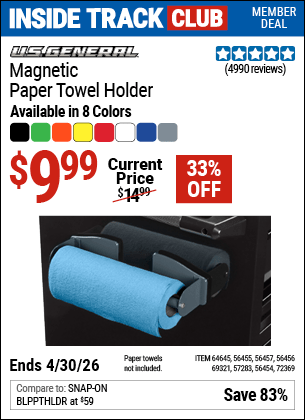 Harbor Freight Coupons, HF Coupons, 20% off - Magnetic Paper Towel Holders