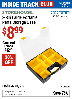 Harbor Freight Coupons, HF Coupons, 20% off - 8 Bin Large Portable Parts Storage Case