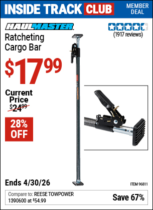 Harbor Freight Coupons, HF Coupons, 20% off - Ratcheting Cargo Bar