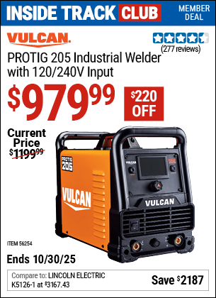 Harbor Freight Coupons, HF Coupons, 20% off - Vulcan Protig 205 Industrial Welder With 120/240 Volt Input