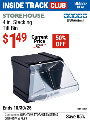 Harbor Freight Coupons, HF Coupons, 20% off - 4 in. Stacking Tilt Bin