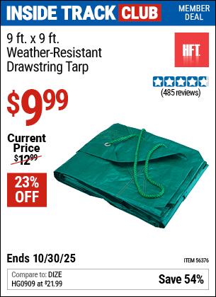 Harbor Freight Coupons, HF Coupons, 20% off - 9 ft. x 9 ft. Weather Resistant Drawstring Tarp