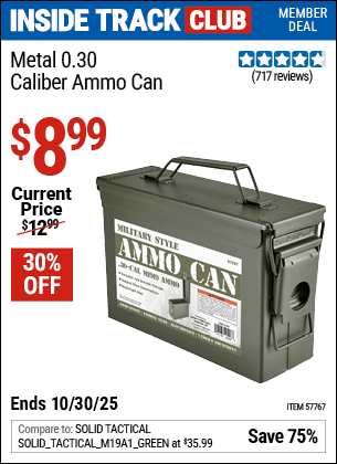 Harbor Freight Coupons, HF Coupons, 20% off - Metal 0.30 Caliber Ammo Can