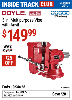 Harbor Freight Coupons, HF Coupons, 20% off - DOYLE 5 in. Multi-Purpose Vise with Anvil for $149.99
