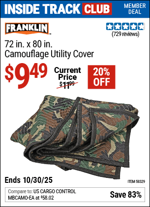 Harbor Freight Coupons, HF Coupons, 20% off - FRANKLIN 72 in. x 80 in. Camouflage Utility Cover for $9.99