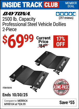Harbor Freight Coupons, HF Coupons, 20% off - DAYTONA 2500 lb. Capacity Professional Steel Vehicle Dollies, 2-Piece for $69.99