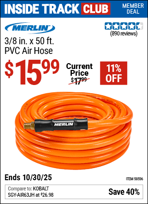 Harbor Freight Coupons, HF Coupons, 20% off - 3/8 in. x 50 ft. PVC Air Hose