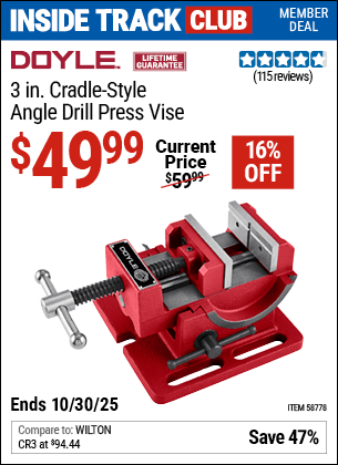 Harbor Freight Coupons, HF Coupons, 20% off - DOYLE 3 in. Cradle Style Angle Drill Press Vise for $49.99
