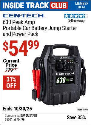 Harbor Freight Coupons, HF Coupons, 20% off - 630 Peak Amp Portable Jump Starter and Power Pack