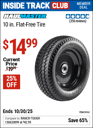 Harbor Freight Coupons, HF Coupons, 20% off - HAUL-MASTER 10 in. Flat-free Tire for $14.99