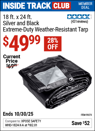 Harbor Freight Coupons, HF Coupons, 20% off - 18 ft. x 24 ft. Silver and Black Extreme Duty Weather Resistant Tarp for $54.99