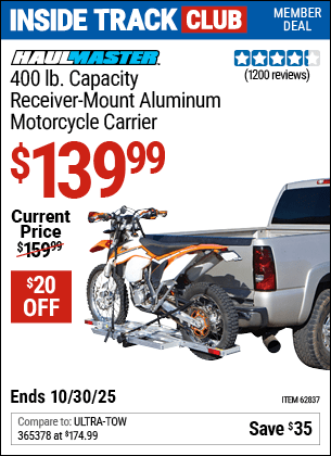 Harbor Freight Coupons, HF Coupons, 20% off - 400 Lb. Capacity Receiver-mount Motorcycle Carrier