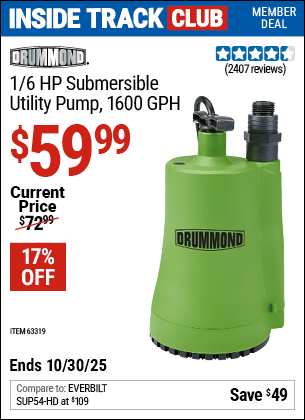 Harbor Freight Coupons, HF Coupons, 20% off - 1/6 Hp Submersible Utility Pump