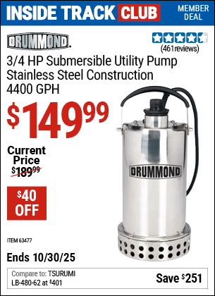 Harbor Freight Coupons, HF Coupons, 20% off - 3/4 Hp Submersible Utility Pump