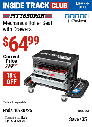 Harbor Freight Coupons, HF Coupons, 20% off - Mechanic's Roller Seat With Drawers