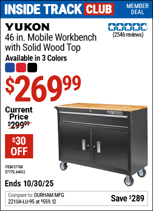 Harbor Freight Coupons, HF Coupons, 20% off - 46 In. Mobile Storage Cabinet With Wood Top