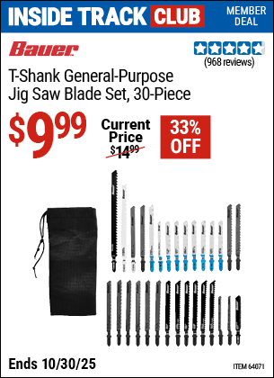 Harbor Freight Coupons, HF Coupons, 20% off - 30 Piece T-shank All Purpose Jigsaw Blade Assortment
