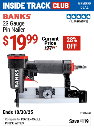 Harbor Freight Coupons, HF Coupons, 20% off - 23 Gauge Pin Nailer