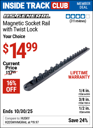 Harbor Freight Coupons, HF Coupons, 20% off - Magnetic Twist Lock Socket Rails