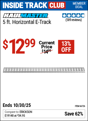 Harbor Freight Coupons, HF Coupons, 20% off - 5 Ft Horizontal E-track