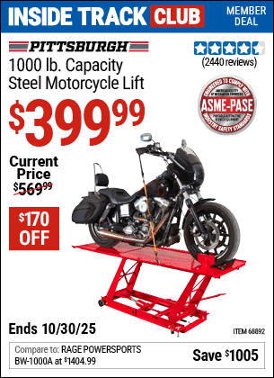 Harbor Freight Coupons, HF Coupons, 20% off - 1000 Lb. Capacity Motorcycle Lift