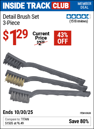 Harbor Freight Coupons, HF Coupons, 20% off - 3 Piece Detail Brush Set