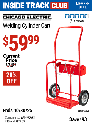 Harbor Freight Coupons, HF Coupons, 20% off - CHICAGO ELECTRIC Welding Cylinder Cart for $59.99