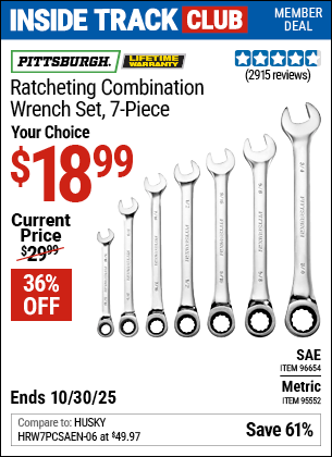 Harbor Freight Coupons, HF Coupons, 20% off - 7 Piece Combination Ratcheting Wrench Set