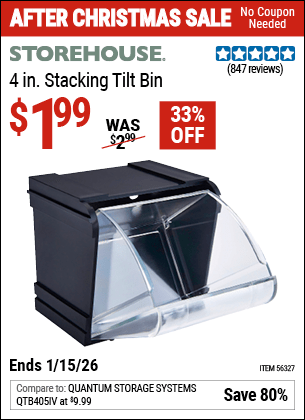 Harbor Freight Coupons, HF Coupons, 20% off - 4 in. Stacking Tilt Bin