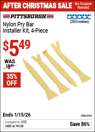 Harbor Freight Coupons, HF Coupons, 20% off - 4 Piece Nylon Pry Bar Installer Kit