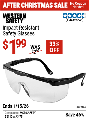 Harbor Freight Coupons, HF Coupons, 20% off - Impact Resistant Safety Glasses