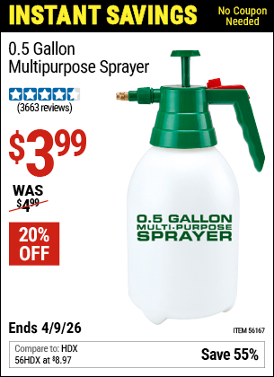 Harbor Freight Coupons, HF Coupons, 20% off - 0.5 Gallon Home And Garden Sprayer