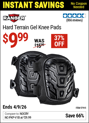Harbor Freight Coupons, HF Coupons, 20% off - Hard Terrain Gel Knee Pads