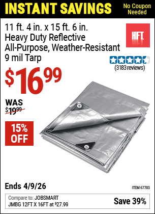 Harbor Freight Coupons, HF Coupons, 20% off - 11 Ft. 4 In. X 15 Ft. 6 In. Silver/heavy Duty Reflective All Purpose/weather Resistant Tarp