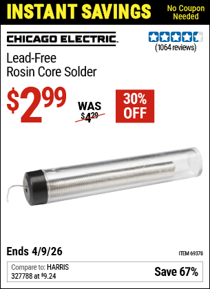 Harbor Freight Coupons, HF Coupons, 20% off - Lead-free Rosin Core Solder
