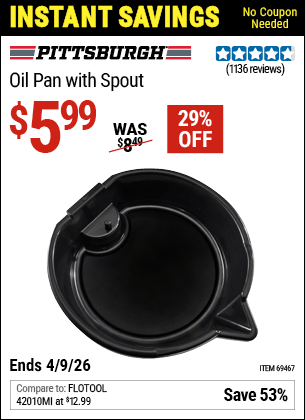 Harbor Freight Coupons, HF Coupons, 20% off - Oil Pan With Spout